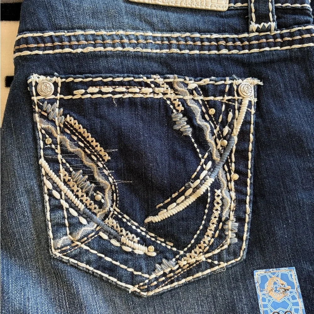 Grace in LA Indigo Bootcut Jeans with Embroidered Back Pocket - Picture 4 of 5